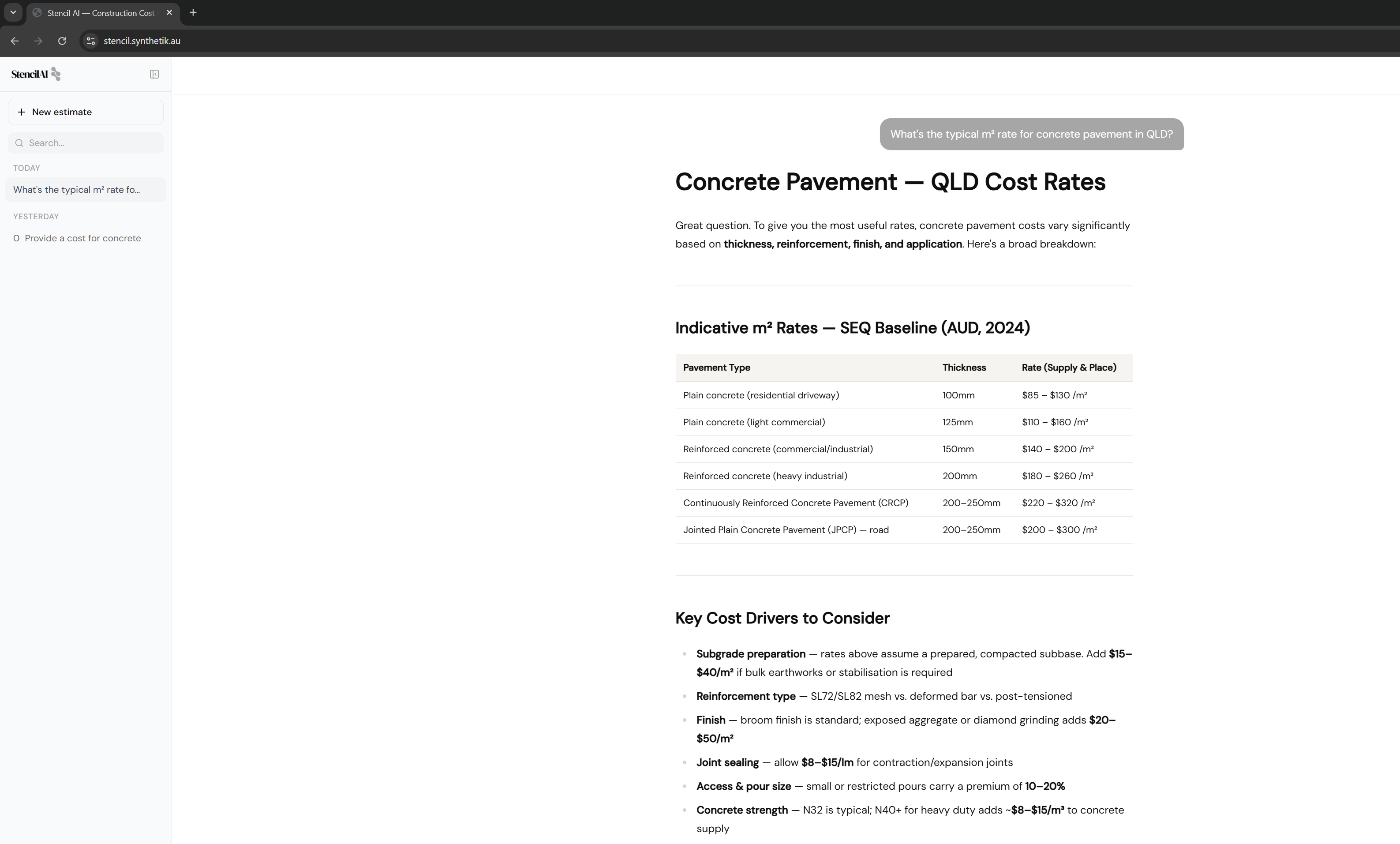 Stencil AI — Full app with sidebar